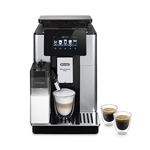 De'Longhi PrimaDonna Soul Machine a Café Grain ECAM612.55.SB, Machine Expresso et Cappucino, Technologie Exclusive Bean Adapt, Argent et Noir