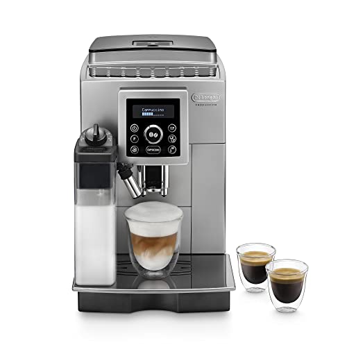 De'Longhi ECAM 23.460.SB Cafetière Supe Automatique 15 Bar de Pression Système Cappuccino Réservoir d'Eau Amovible 1.8 L Panneau LCD Nettoyage Argent/Noir
