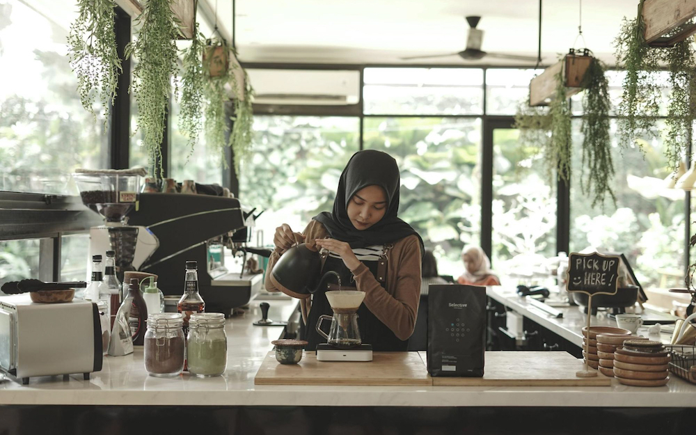muslim female barista